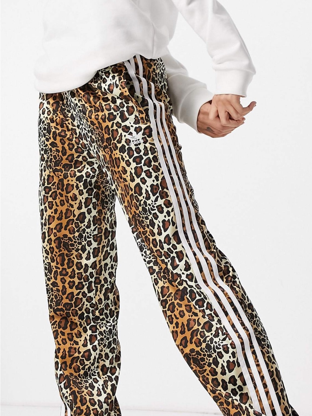 Adidas Originals Leopard Luxe Satin-Look Wide-Leg Pants 🐆